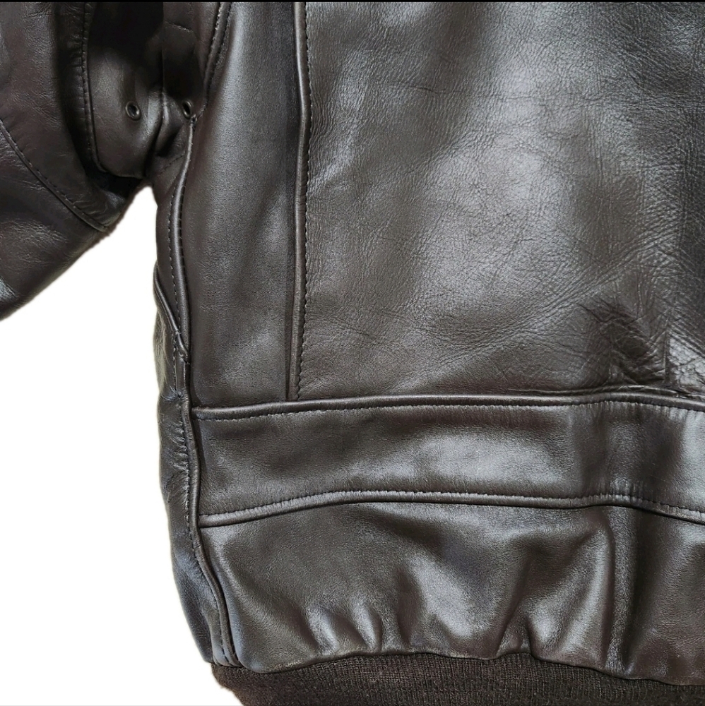 VTG Late ’70s Schott I.S. 674.M.S Heavyweight Leather Flight Jacket  Size 44 - Picture 14 of 16